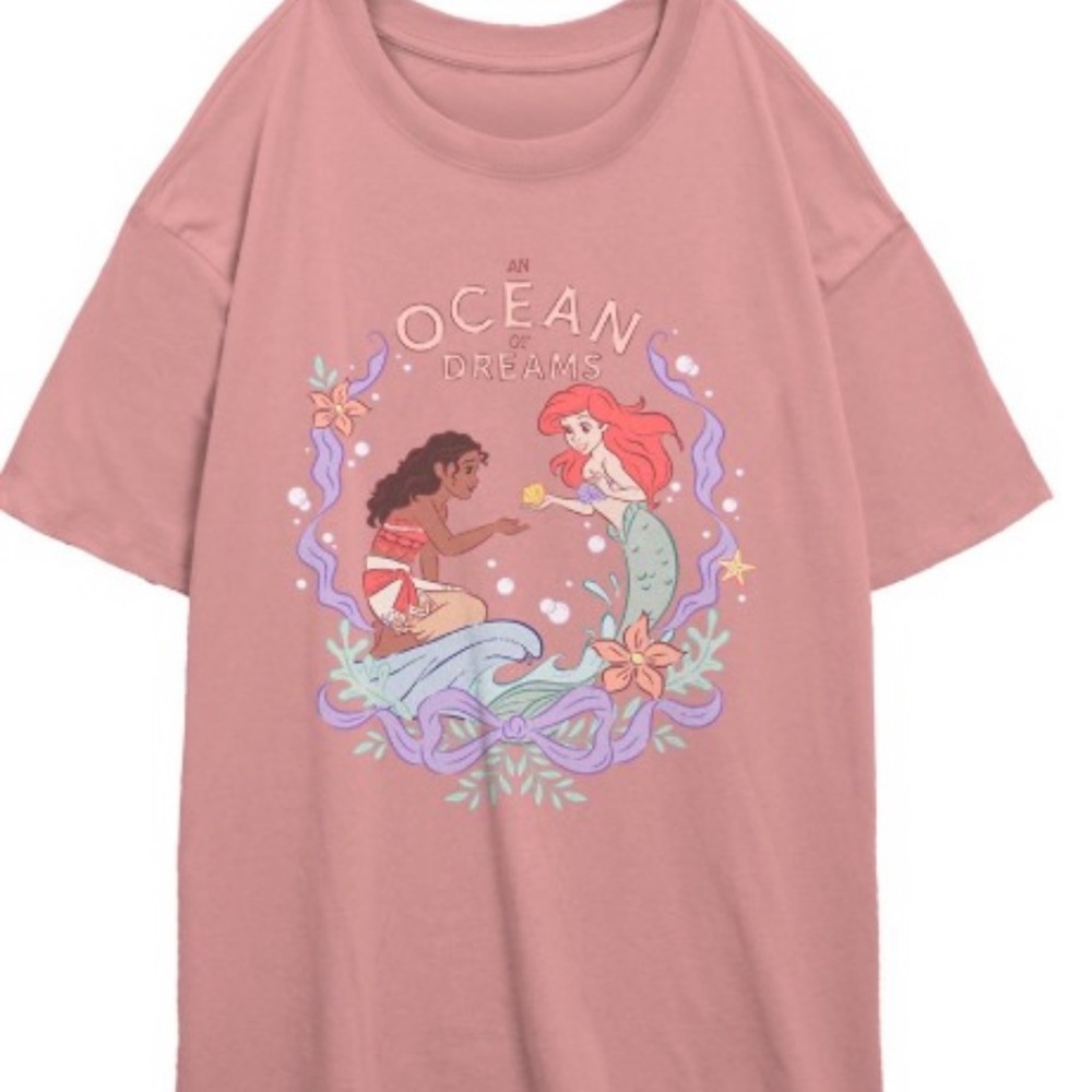 Disney Pink Short Sleeve Tee - Ocean of Dreams ariel moana